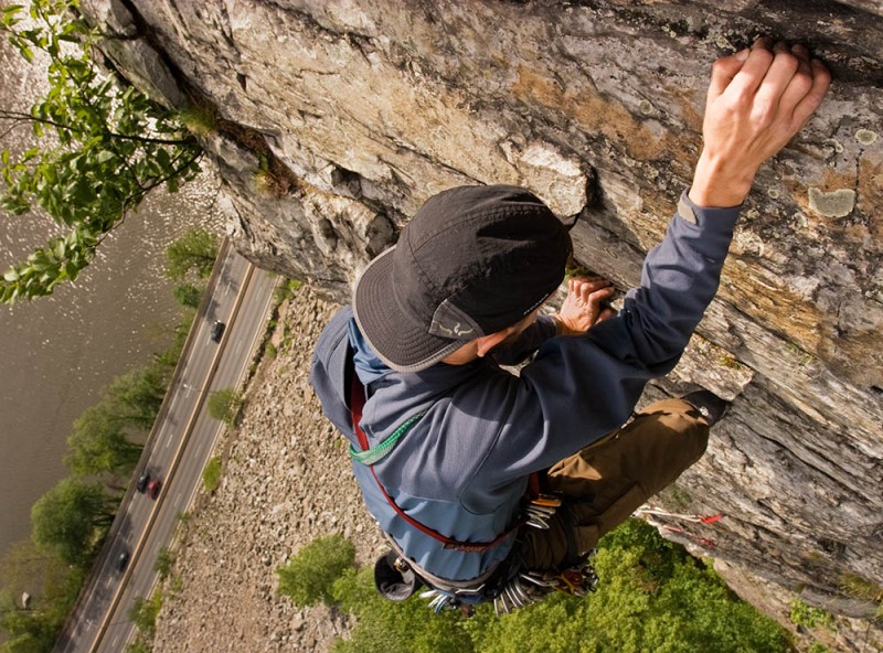 Man climbing a rock face